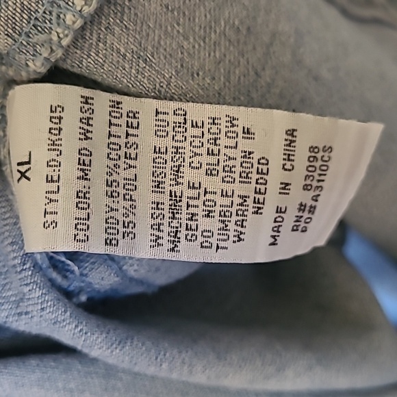 CiSono medium wash faded heavyweight denim snap front long sleeve shirt shacket - Picture 5 of 5